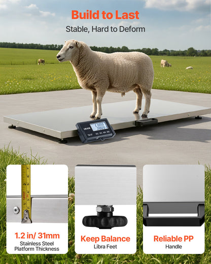 Digital Shipping Scale, 0.1 lbs High Accuracy, 660 lbs Postal Scale with LCD Display, Hold/Tare Function & AC/DC Power Supply, Fit for Packages, Postage, Luggage, Battery & Adapter Included