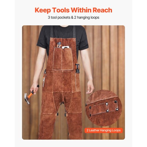 Lädersvetsförkläde Delat ben Kraftigt flamskyddande kohud L-storlek