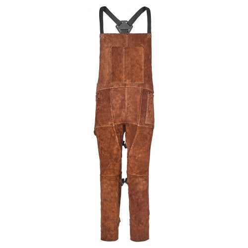 Leather Welding Apron Split Leg, Heavy Duty Cowhide Flame Resistant Welding Pants for Men Women, Heat-Resistant Safety Apron with 3 Pockets for Woodworking, Gardening, Blacksmithing, M-Size