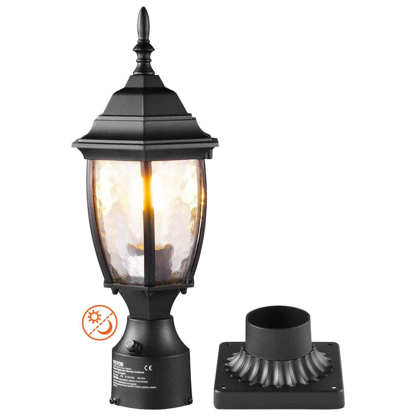 Dusk to Dawn Outdoor lamp post fixture 400mm post or pier mounting