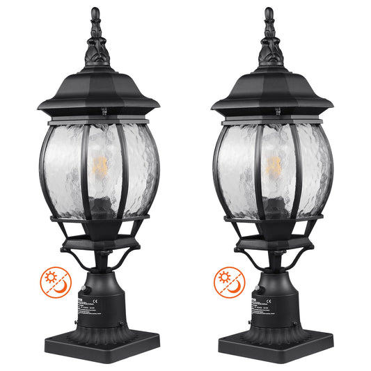 2 st Skymning till gryning utomhus lampstolpe ljusarmatur 530 mm stolpe Pier Mount