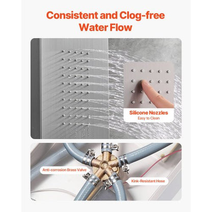 Shower Panel Tower System Stainless Steel Pillar Rain Nozzle 5 Modes