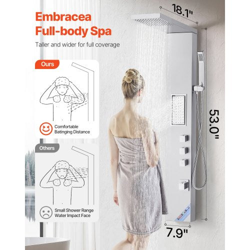 Duschpaneel-Turmsystem Edelstahlsäule Regenkopf Massagedüse