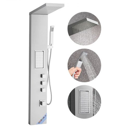 Shower Panel Tower System Stainless Steel Column Rain Head Massage Jet