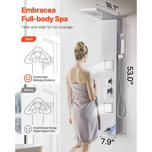 Duschpaneel-Turmsystem Edelstahlsäule Regenkopf Massagedüse