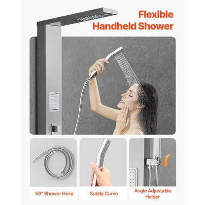 Duschpaneel-Turmsystem Edelstahlsäule Regenkopf Massagedüse