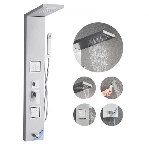 Shower Panel Tower System Stainless Steel Column Rain Head Massage Jet