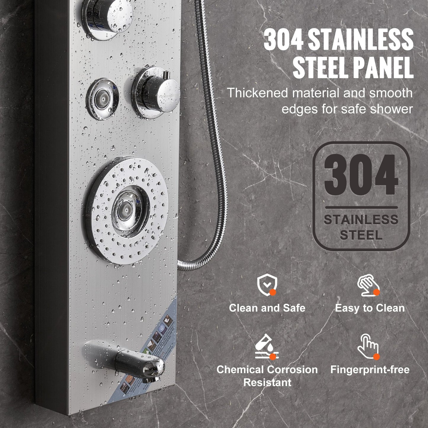 Duschpaneel-Turmsystem 6 Modi LED &amp; Display Edelstahl Regenfall