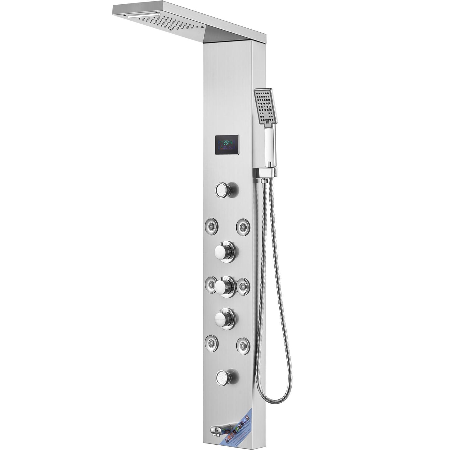 Shower Panel Tower System 6 lägen Vattenkraft LED Rostfritt stål