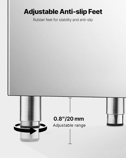 Commercial Ice Maker Storage Bin, 250LBS Capacity Ice Bin, Stainless Steel Ice Storage Bin with Filter and Adjustable Anti-slip Rubber Feet, Suitable for Restaurant Hotel and Beverage Shops