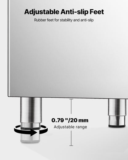 Commercial Ice Maker Storage Bin, 300 LBS Capacity Ice-Bin, Commercial Ice Storage Bin with Adjustable Anti-slip Rubber Feet, Suitable for Restaurant Hotel and Beverage Shops