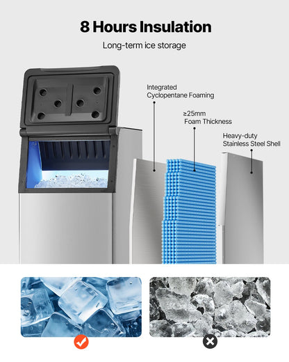 Commercial Ice Maker Storage Bin, 300 LBS Capacity Ice-Bin, Commercial Ice Storage Bin with Adjustable Anti-slip Rubber Feet, Suitable for Restaurant Hotel and Beverage Shops