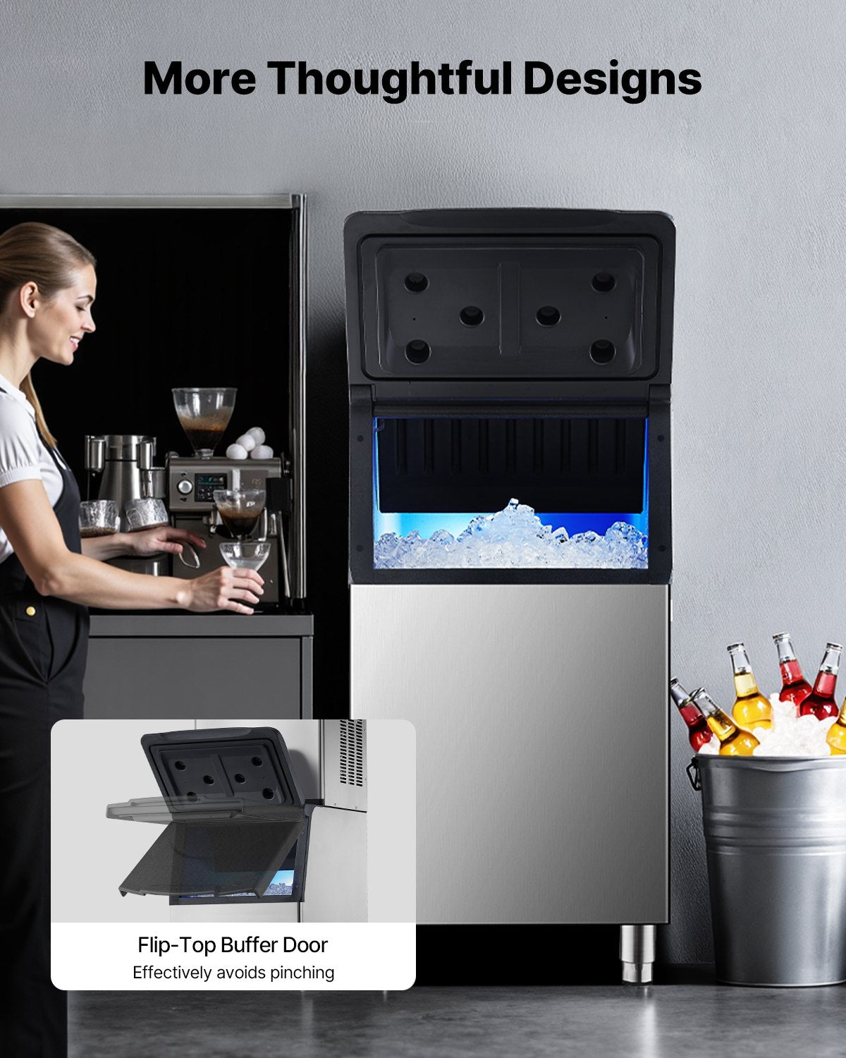 Commercial Ice Maker Storage Bin, 300 LBS Capacity Ice-Bin, Commercial Ice Storage Bin with Adjustable Anti-slip Rubber Feet, Suitable for Restaurant Hotel and Beverage Shops