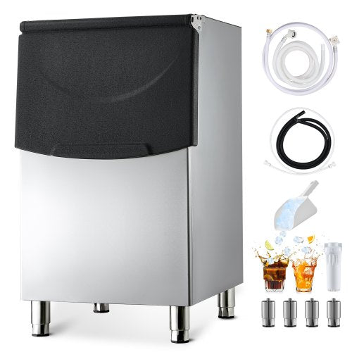 Commercial Ice Maker Storage Bin, 250 LBS Capacity Ice-Bin, Stainless Steel Commercial Ice Storage Bin with Adjustable Anti-slip Rubber Feet, Suitable for Restaurant Hotel and Beverage Shops