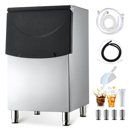 Commercial Ice Maker Storage Bin, 250 LBS Capacity Ice-Bin, Stainless Steel Commercial Ice Storage Bin with Adjustable Anti-slip Rubber Feet, Suitable for Restaurant Hotel and Beverage Shops