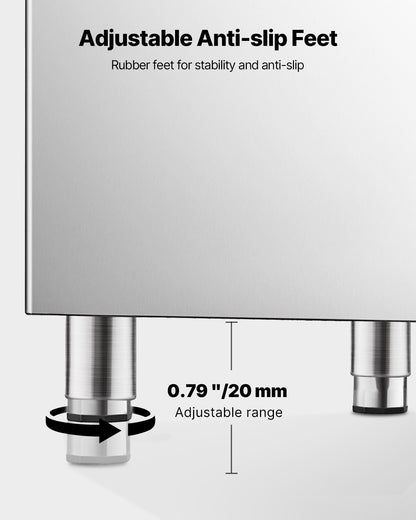 Commercial Ice Maker Storage Bin, 250 LBS Capacity Ice-Bin, Stainless Steel Commercial Ice Storage Bin with Adjustable Anti-slip Rubber Feet, Suitable for Restaurant Hotel and Beverage Shops