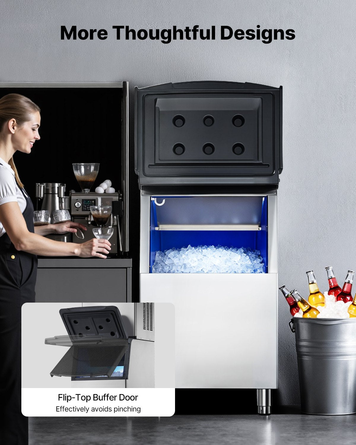 Commercial Ice Maker Storage Bin, 250 LBS Capacity Ice-Bin, Stainless Steel Commercial Ice Storage Bin with Adjustable Anti-slip Rubber Feet, Suitable for Restaurant Hotel and Beverage Shops