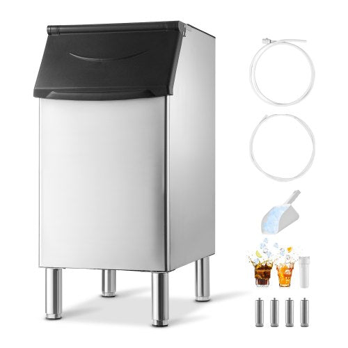 Commercial Ice Maker Storage Bin, 300 LBS Capacity Ice-Bin, Stainless Steel Commercial Ice Storage Bin with Adjustable Anti-slip Rubber Feet, Suitable for Restaurant Hotel and Beverage Shops