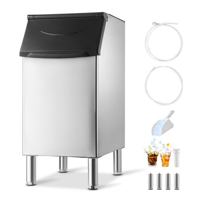 Commercial Ice Maker Storage Bin, 300 LBS Capacity Ice-Bin, Stainless Steel Commercial Ice Storage Bin with Adjustable Anti-slip Rubber Feet, Suitable for Restaurant Hotel and Beverage Shops