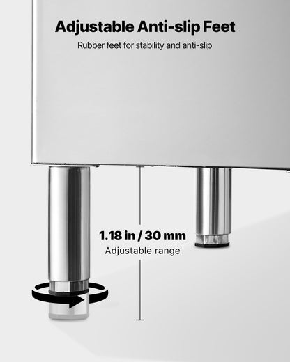 Commercial Ice Maker Storage Bin, 300 LBS Capacity Ice-Bin, Stainless Steel Commercial Ice Storage Bin with Adjustable Anti-slip Rubber Feet, Suitable for Restaurant Hotel and Beverage Shops