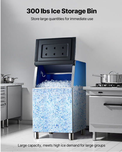 Commercial Ice Maker Storage Bin, 300 LBS Capacity Stainless Steel Ice-Bin, Commercial Ice Storage Bin with Adjustable Anti-slip Rubber Feet, Suitable for Restaurant, Hotel and Beverage Shops