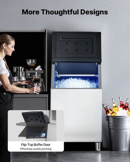 Commercial Ice Maker Storage Bin, 300 LBS Capacity Stainless Steel Ice-Bin, Commercial Ice Storage Bin with Adjustable Anti-slip Rubber Feet, Suitable for Restaurant, Hotel and Beverage Shops
