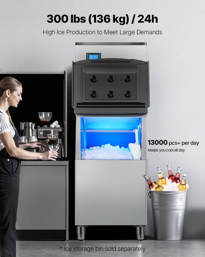Kommersiell ismaskin 300 lbs/24 h Självrengörande ismaskin - Endast huvud
