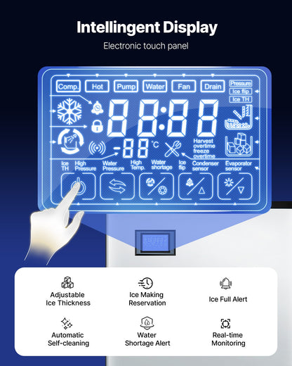 Kommersiell ismaskin 300 lbs/24 h Självrengörande ismaskin - Endast huvud