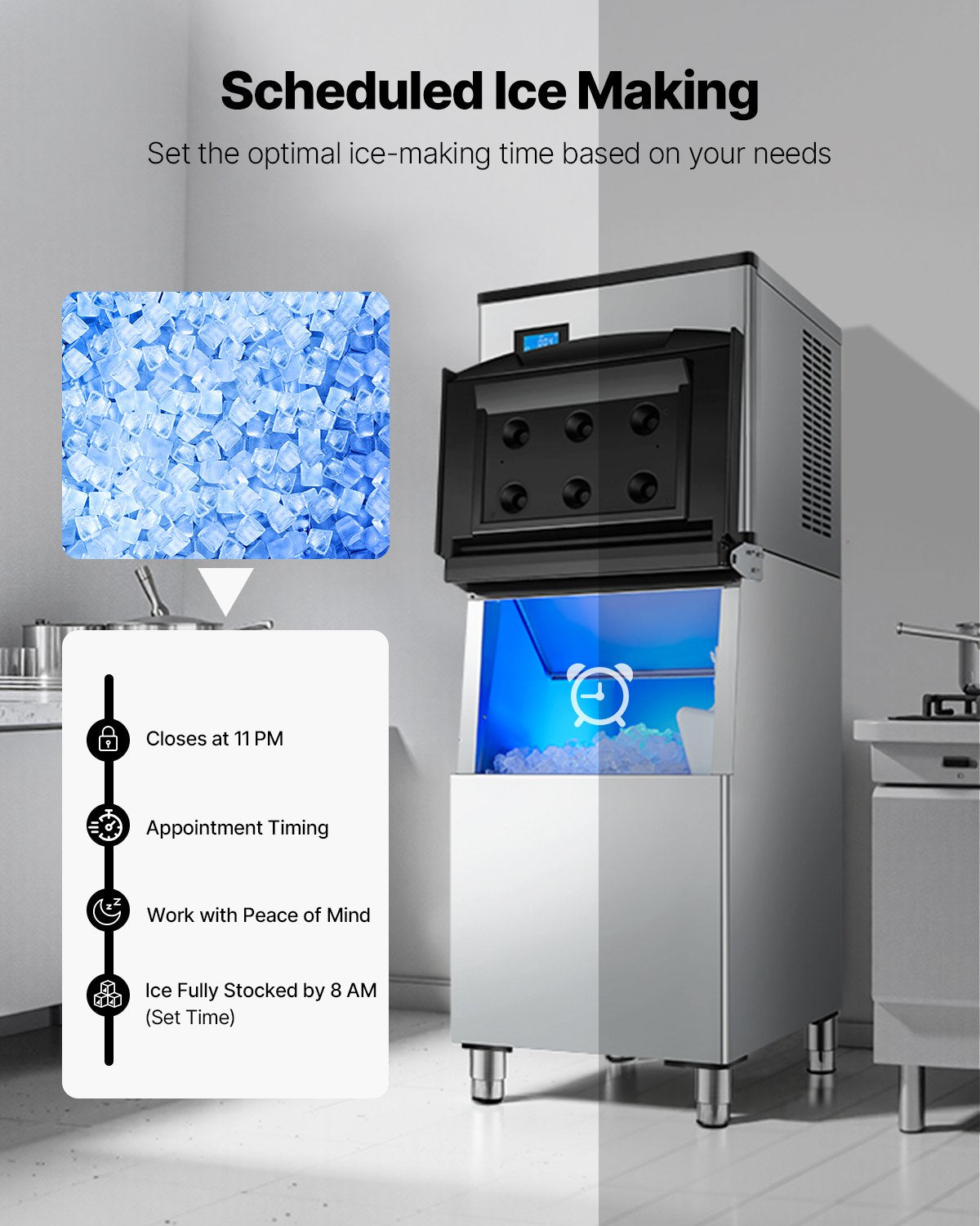 Kommersiell ismaskin 300 lbs/24 h Självrengörande ismaskin - Endast huvud