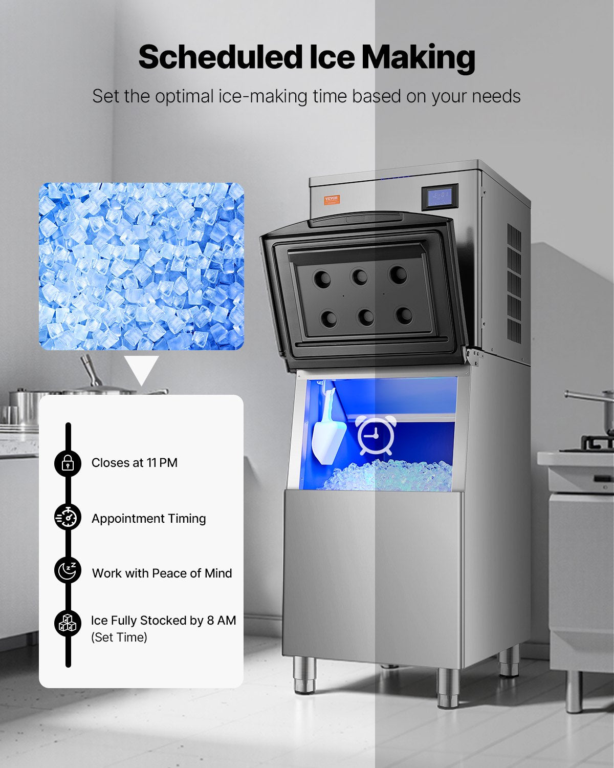 Gewerbliche Eismaschine, 400 lbs/Tag, selbstreinigende Eismaschine – nur Kopf