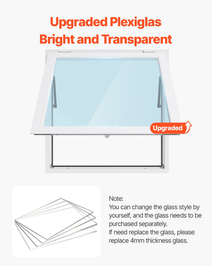 Concession Window 36x36 in, Aluminum Alloy Frame Service Window for Food Truck, Up to 85 Degrees Stand Serving Window with Awning Door and Drag Hook, Rainwater Resistant for Concession Trailers