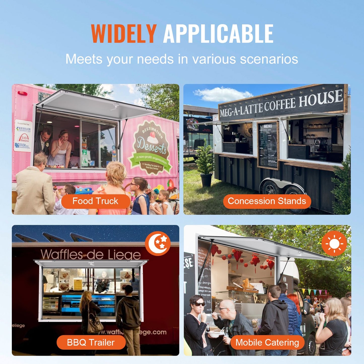 48"L x 36"W Imbissstand Servierfenster Food Truck Service Markise