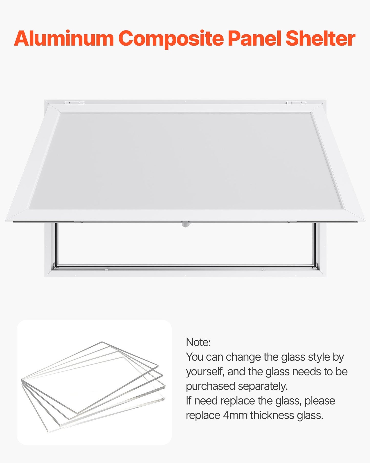 Concession Window 53x33 in, Aluminum Alloy Frame Service Window for Food Truck, Up to 85 Degrees Stand Serving Window with Awning Door and Drag Hook, Rainwater Resistant for Concession Trailers