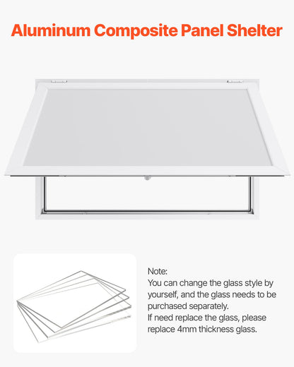 Concession Window 53x33 in, Aluminum Alloy Frame Service Window for Food Truck, Up to 85 Degrees Stand Serving Window with Awning Door and Drag Hook, Rainwater Resistant for Concession Trailers