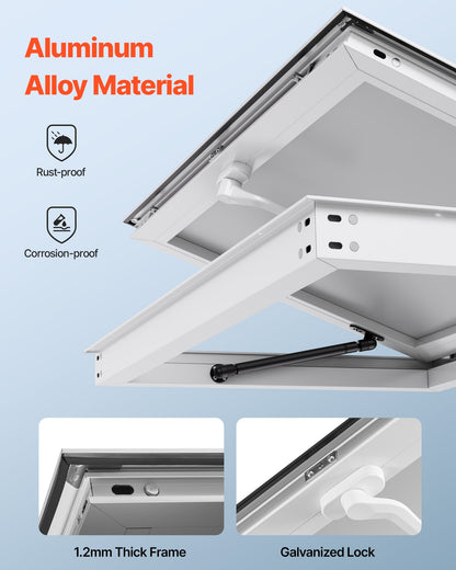 Concession Window 53x33 in, Aluminum Alloy Frame Service Window for Food Truck, Up to 85 Degrees Stand Serving Window with Awning Door and Drag Hook, Rainwater Resistant for Concession Trailers