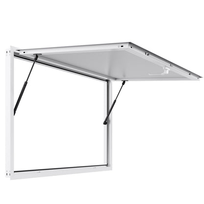 Concession Window 53x33 in, Aluminum Alloy Frame Service Window for Food Truck, Up to 85 Degrees Stand Serving Window with Awning Door and Drag Hook, Rainwater Resistant for Concession Trailers