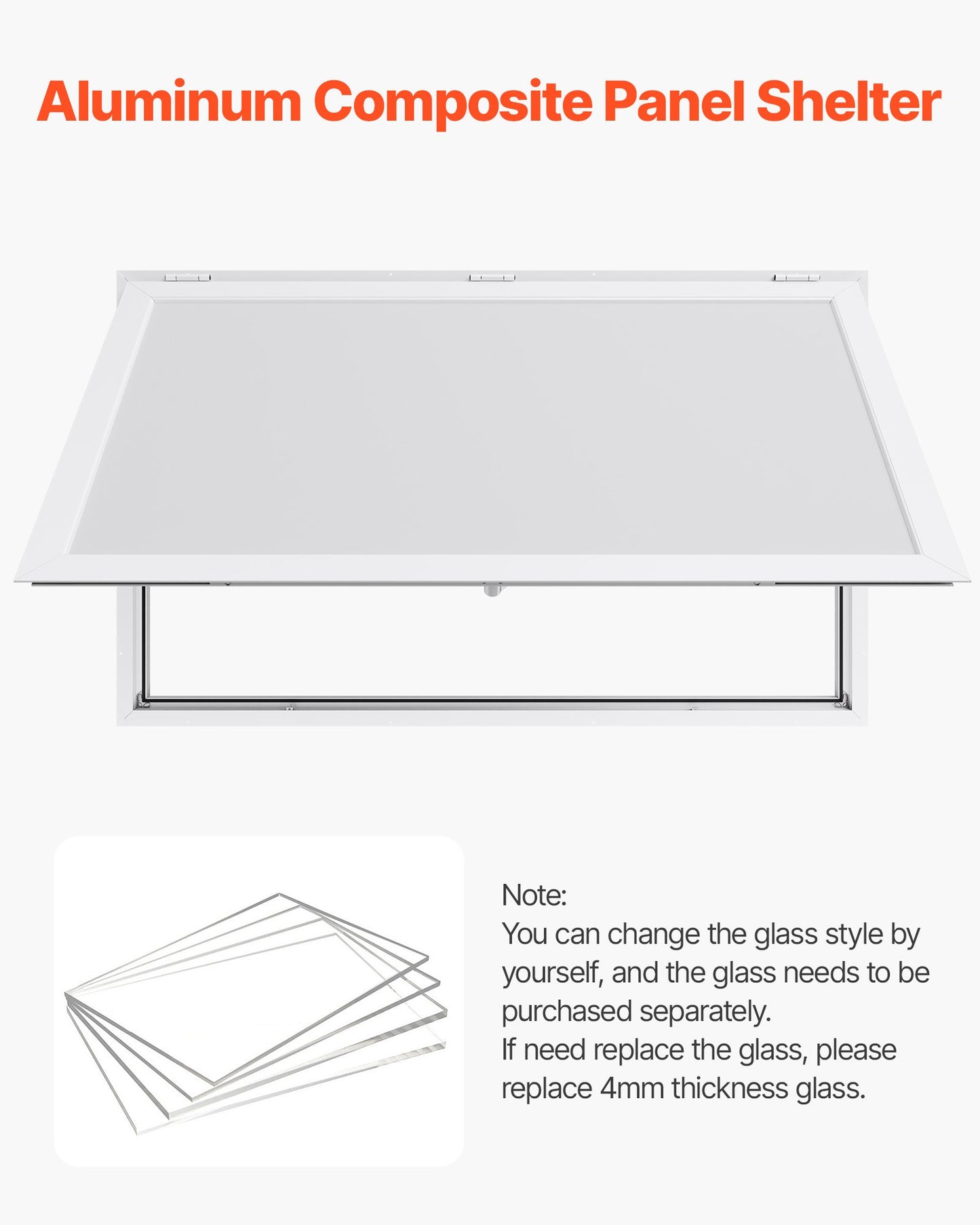 Concession Window 60x36 in, Aluminum Alloy Frame Service Window for Food Truck, Up to 85 Degrees Stand Serving Window with Awning Door and Drag Hook, Rainwater Resistant for Concession Trailers