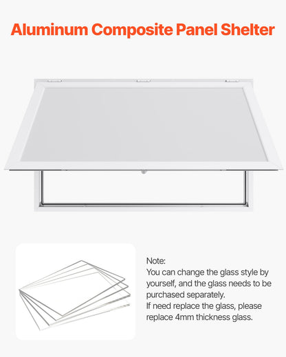 Concession Window 60x36 in, Aluminum Alloy Frame Service Window for Food Truck, Up to 85 Degrees Stand Serving Window with Awning Door and Drag Hook, Rainwater Resistant for Concession Trailers