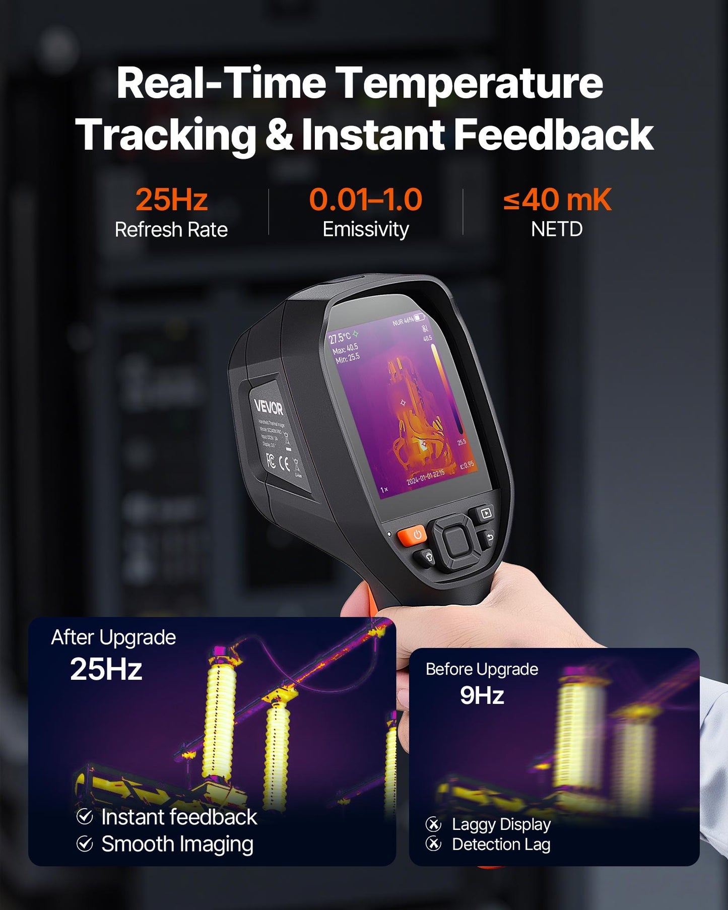 Pro Thermal Imaging Camera, Upgraded 512 x 384 TISR Super Resolution, 3.45" LCD Infrared Thermal Imager with 2MP Visual Camera, 25HZ Refresh Rate, -4°F - 1022°F, 4 Image Modes & 7 Color Palettes