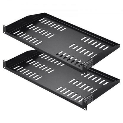 2PCS 1U Server Rack Shelf, 10"/254 mm Depth, 50 lbs Max Load Capacity Vented Cantilever or Wall Mount Rack Mount Shelf with Tray, Good Air Circulation for 19" Network Cabinet or Equipment Rack
