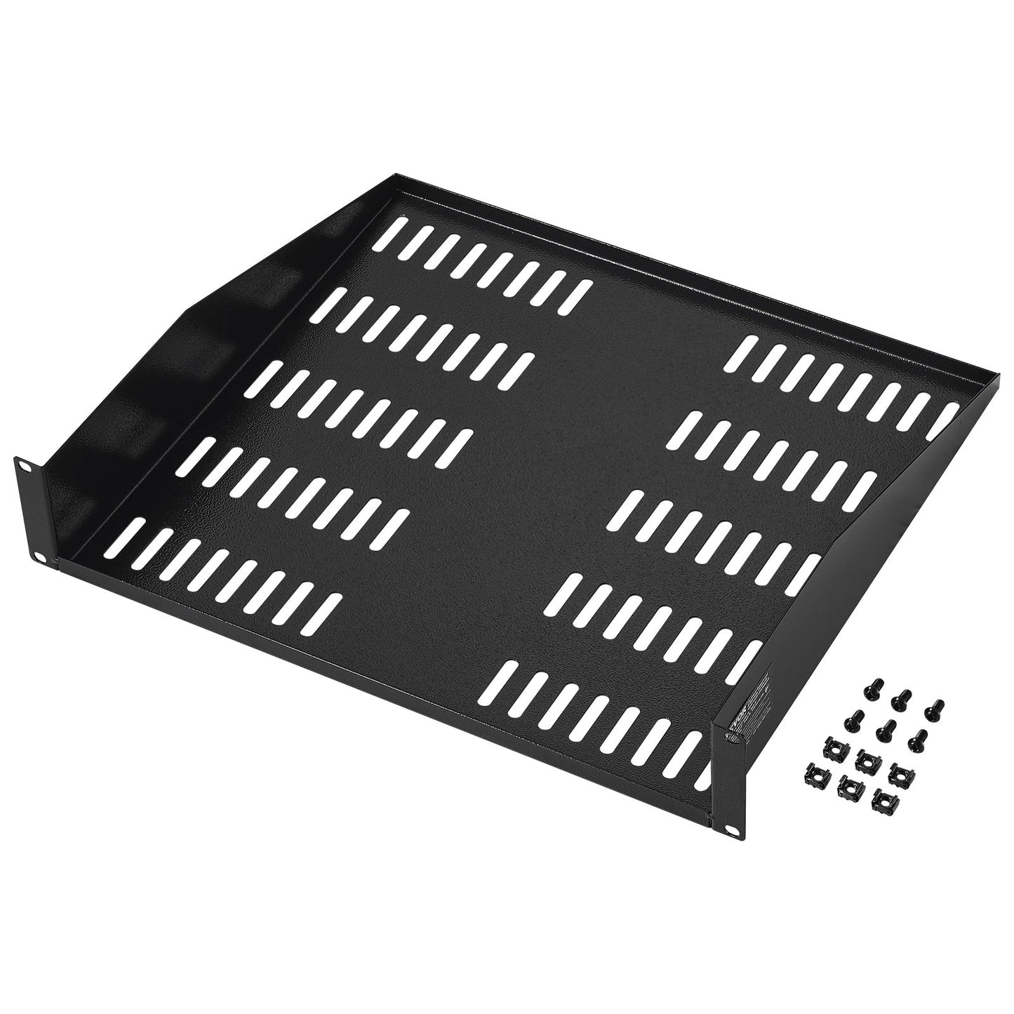 2U-Server-Rack-Regal, 16"/406 mm tief, belüftetes Rack-Montage-Regal mit Ablage