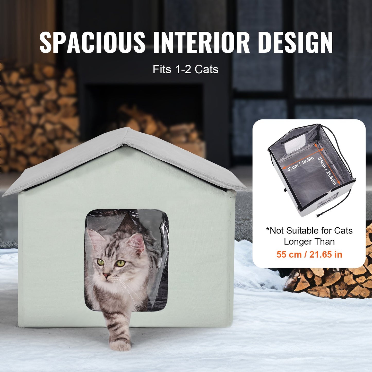 Heated Cat House Foldable Kitty Shelter with Heated Pad Green Mitt