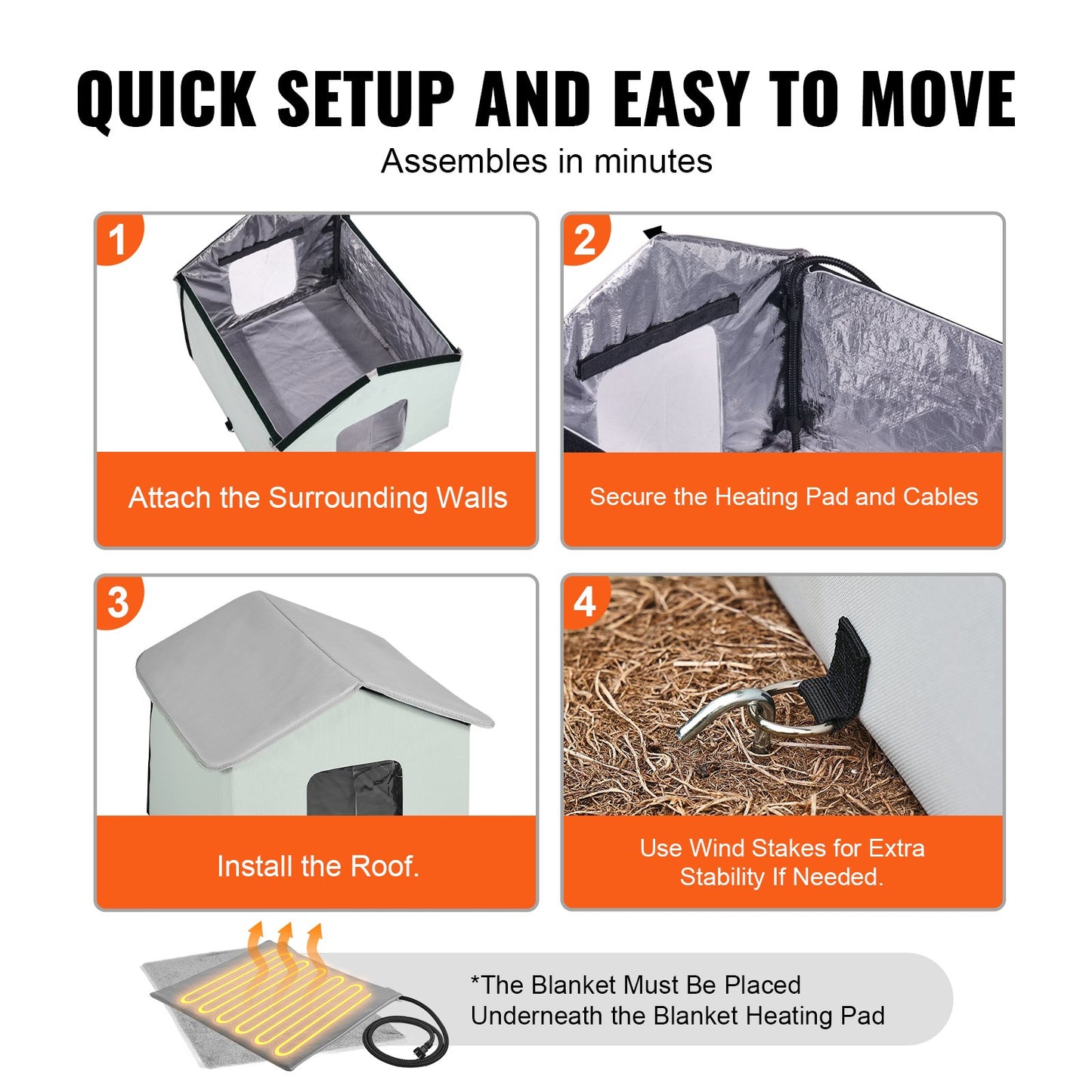 Heated Cat House Foldable Kitty Shelter with Heated Pad Green Mitt