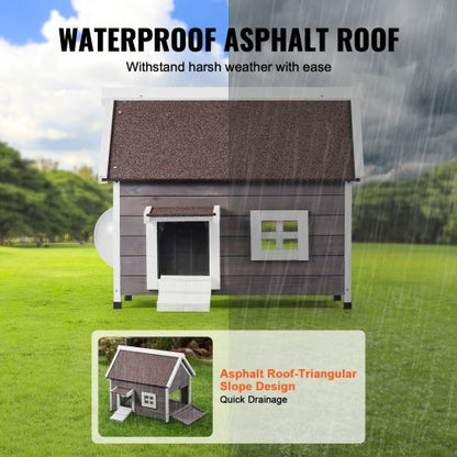 Outdoor cat house Wild cat home made of wood with skylights and windows | EU