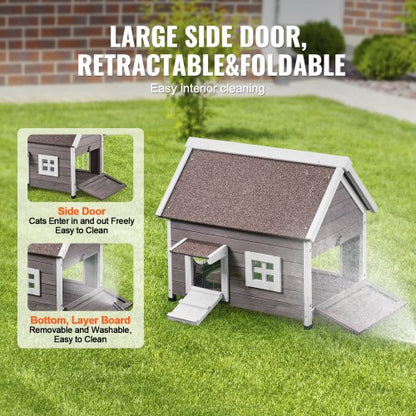 Outdoor cat house Wild cat home made of wood with skylights and windows | EU