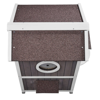 Outdoor Cat House 2-stöckiges Wildkatzenhaus aus Holz mit Dach und Türklappen
