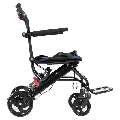 Rollstuhl Aluminiumlegierung Transportstuhl Faltbar 15,75 Zoll W Sitz 220lbs