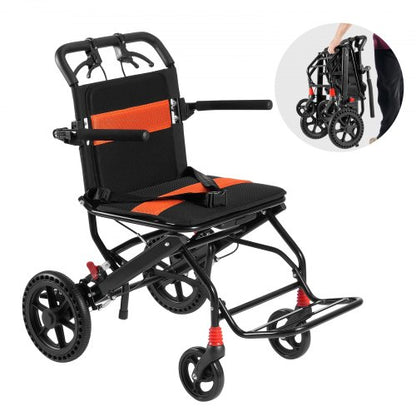 Wheelchair, Aluminum Alloy Ultra-Lightweight Transport Chair for Adults, Foldable Wheelchair with Flip-Back Desk-Length Arms, Self-locking Brake, 18-Inch Wide Seat, 220lbs Weight Capacity
