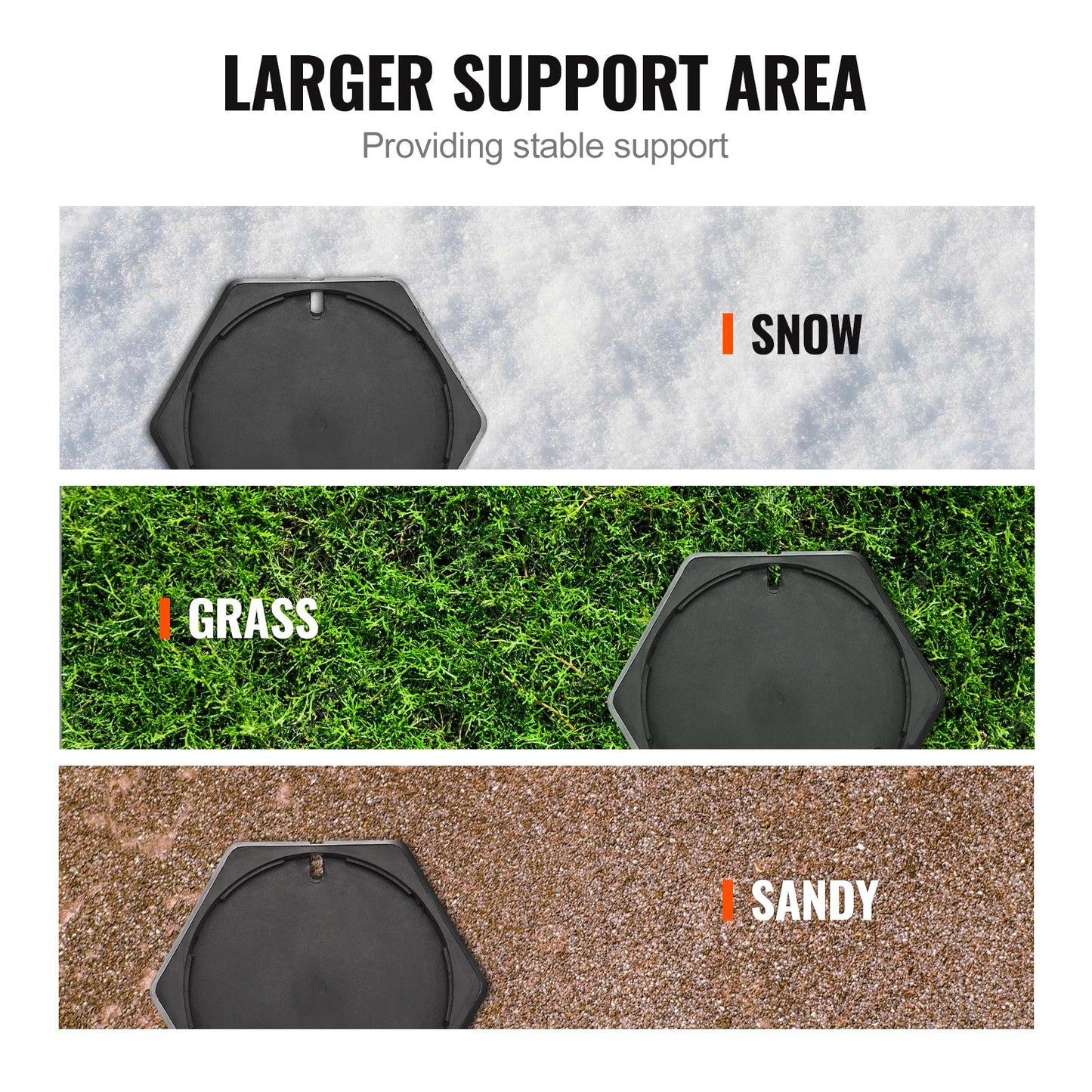 RV Leveling Pads, 9 Inch Round Landing Feet, Permanent Attached Jack Stabilizers, Rubber Jack Pads, 5000 lbs Capacity per RV Jack Pad, 5th Wheels, Travel Trailers, Class A/C Motorhomes (6-Pack)