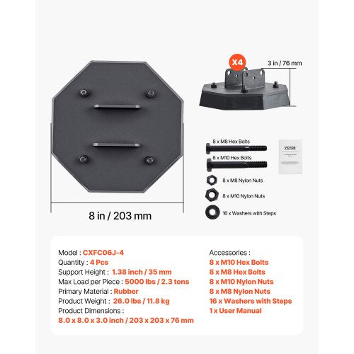 RV Leveling Pads 5000 lbs 4 st Gummi Trailer Jack Pads Scissor Jack Fötter |  EU